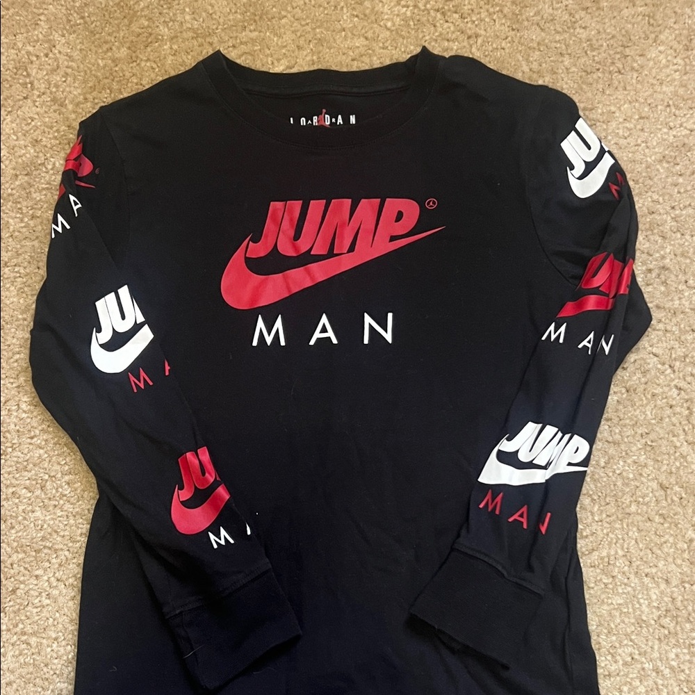 Jordan Kids Black Tee with Red and White Jumpman Design